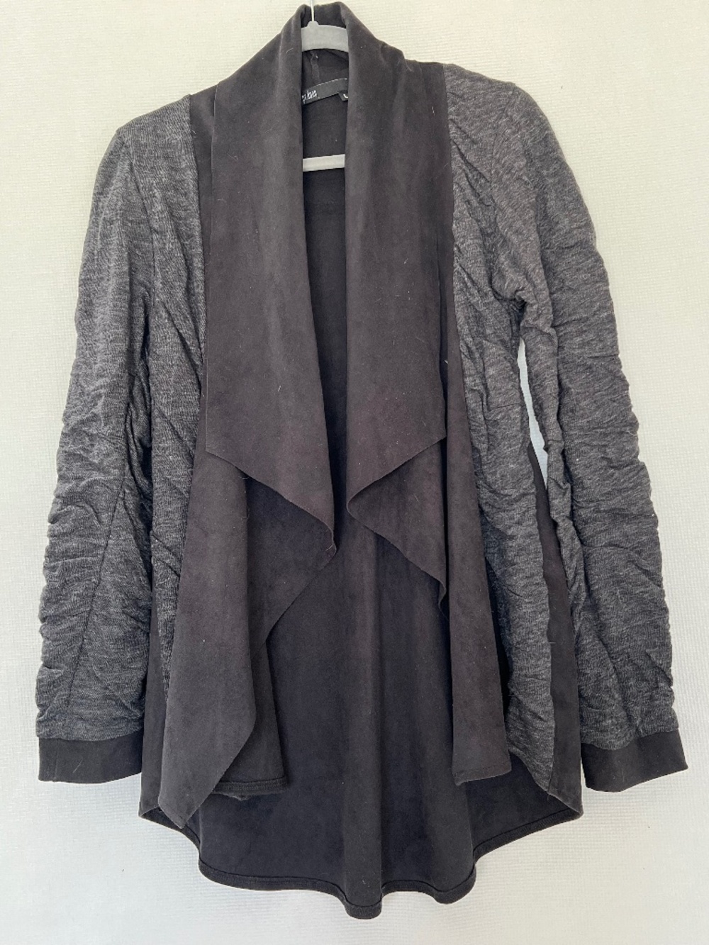 gr.dano San Francisco Josie Mixed Media Textured Contrast Draped Cardigan Jacket